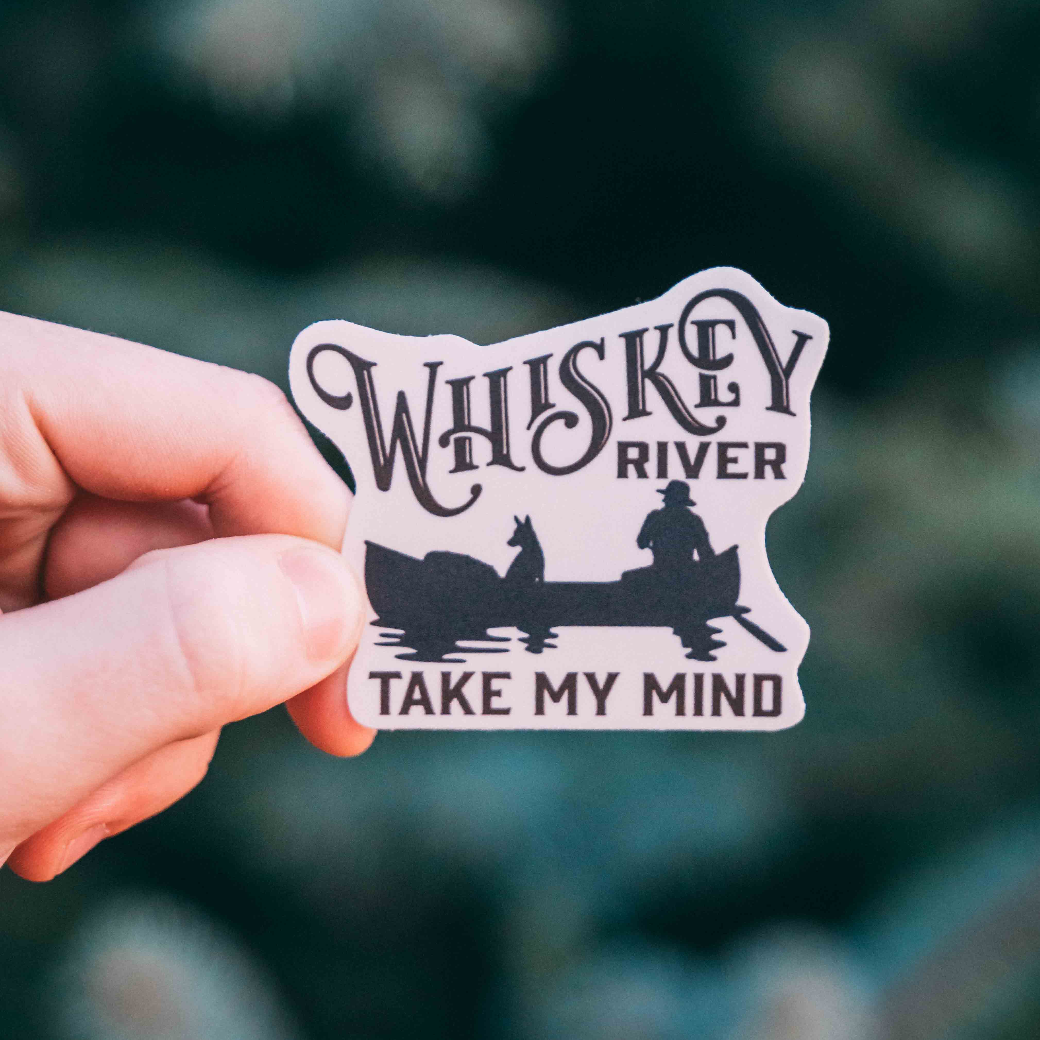 Whiskey River Take My Mind Canoeing With Dog Sticker