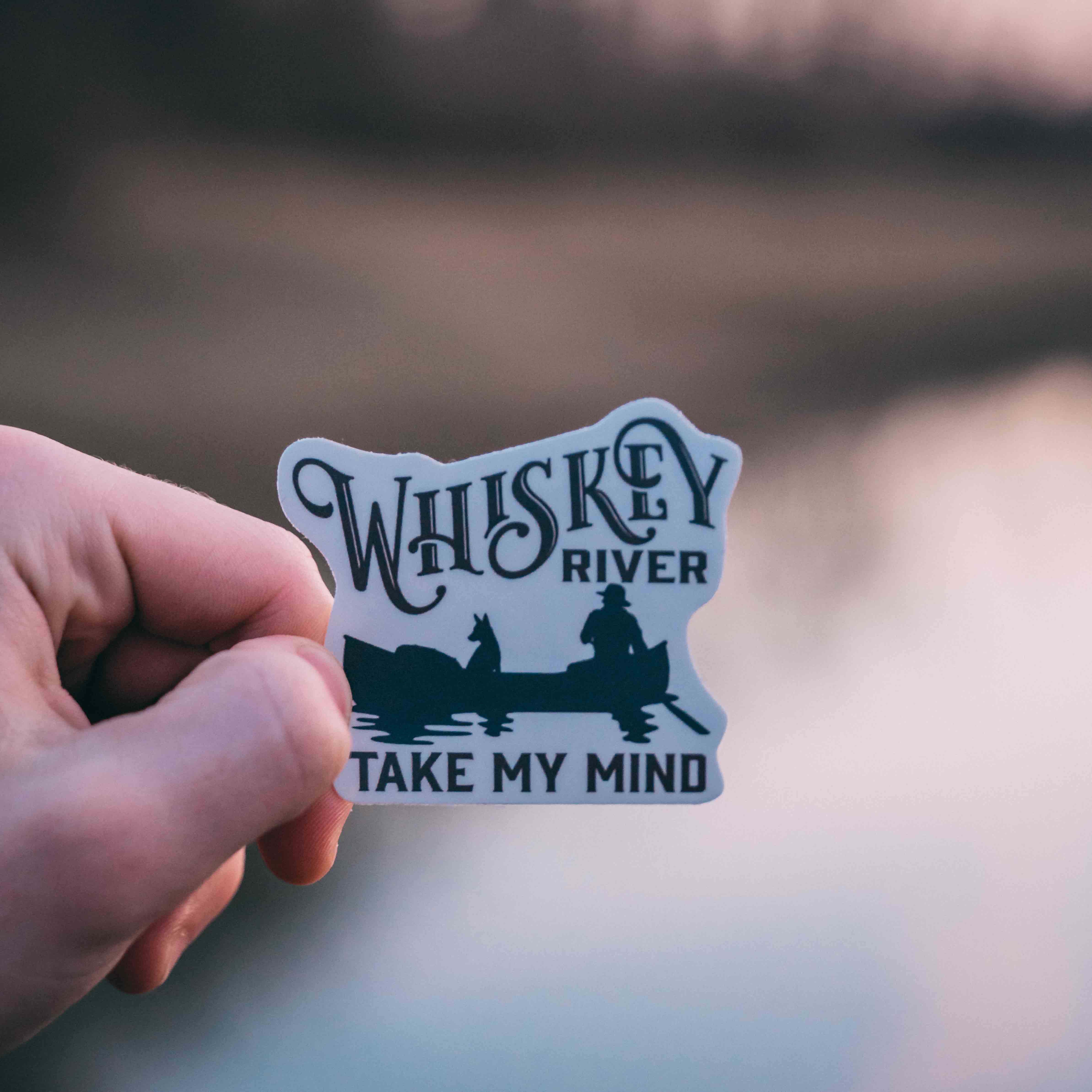 Whiskey River Take My Mind Canoeing With Dog Sticker