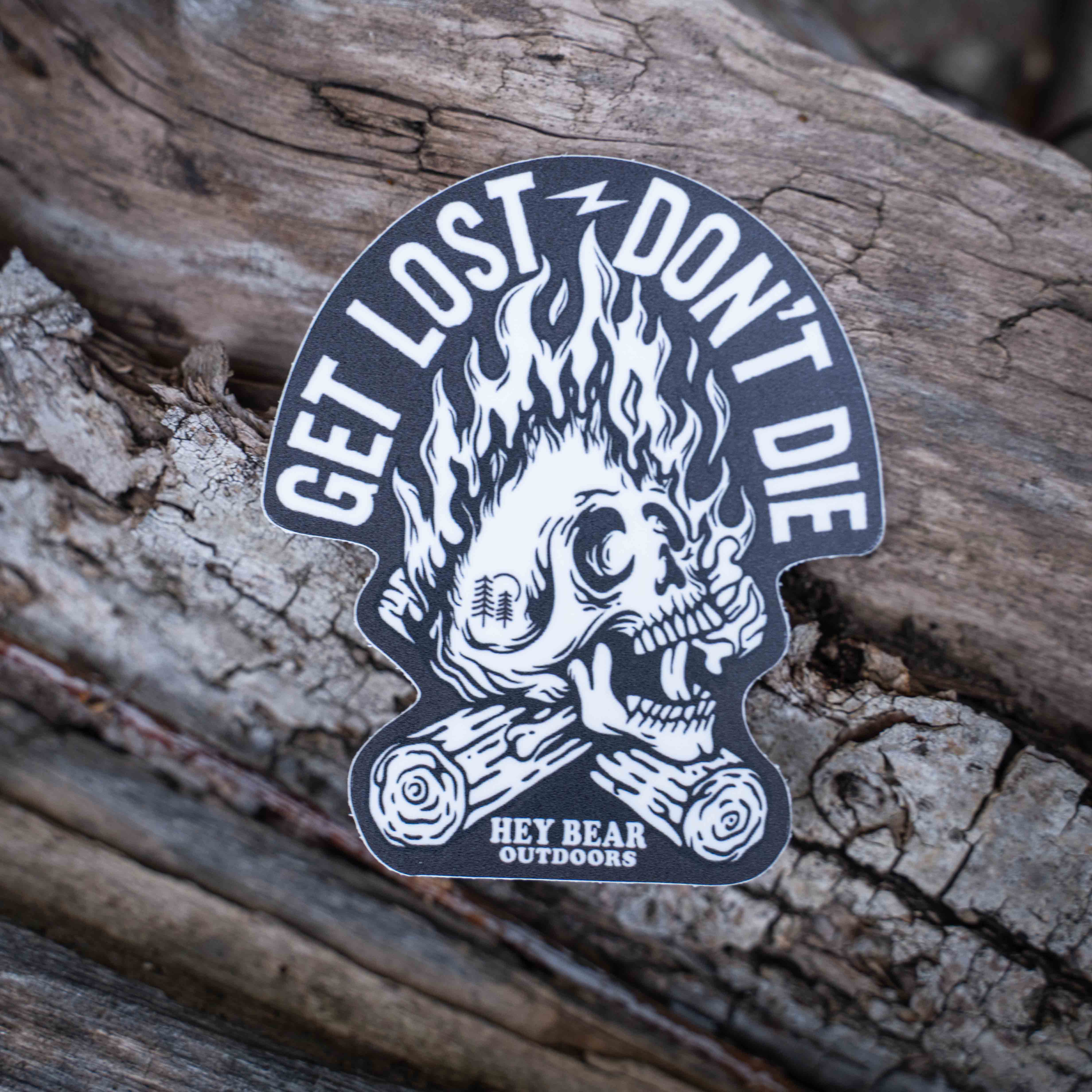 Get Lost - Don't Die Flaming Skull Sticker