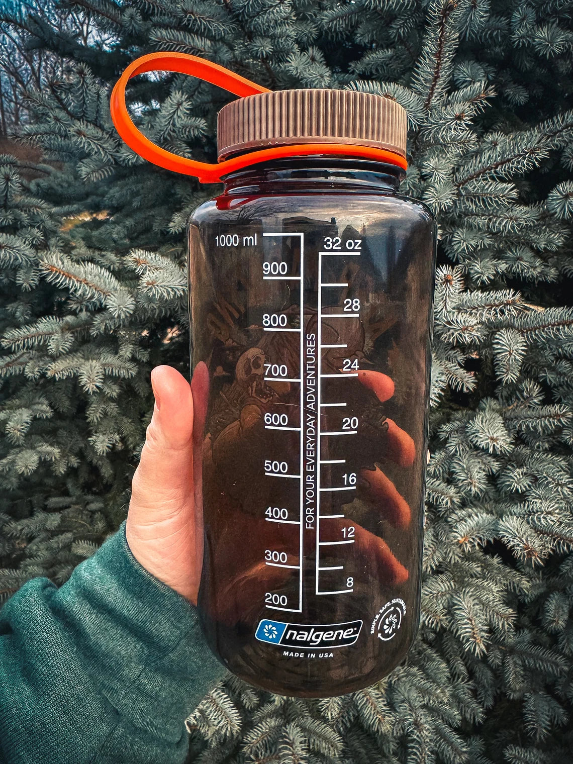 Keep Paddling Kayaking Skull Nalgene 32oz Wide Mouth Water Bottle - BROWN