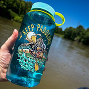Keep Paddling Kayaking Skull Nalgene 32oz Wide Mouth Water Bottle - Blue