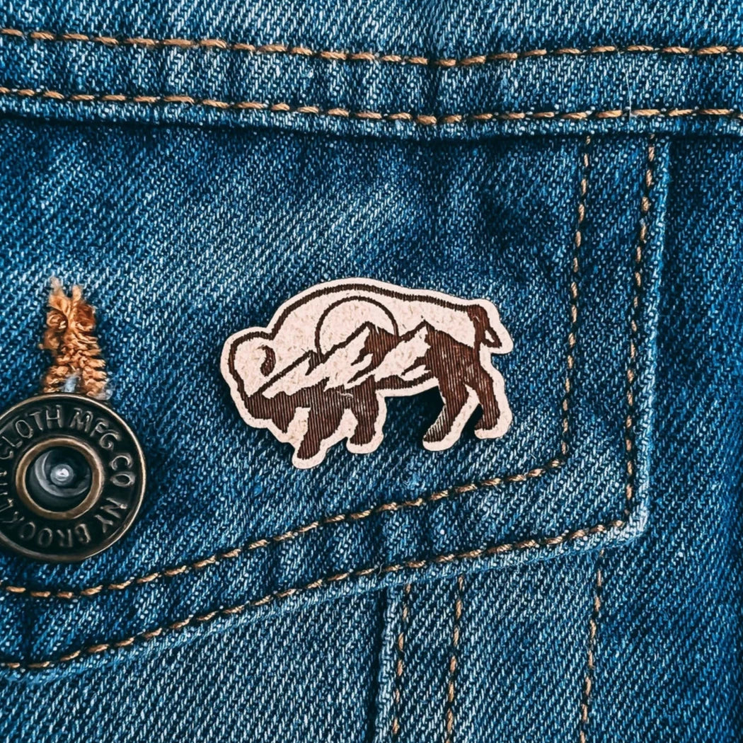 Buffalo Wooden Lapel Pin