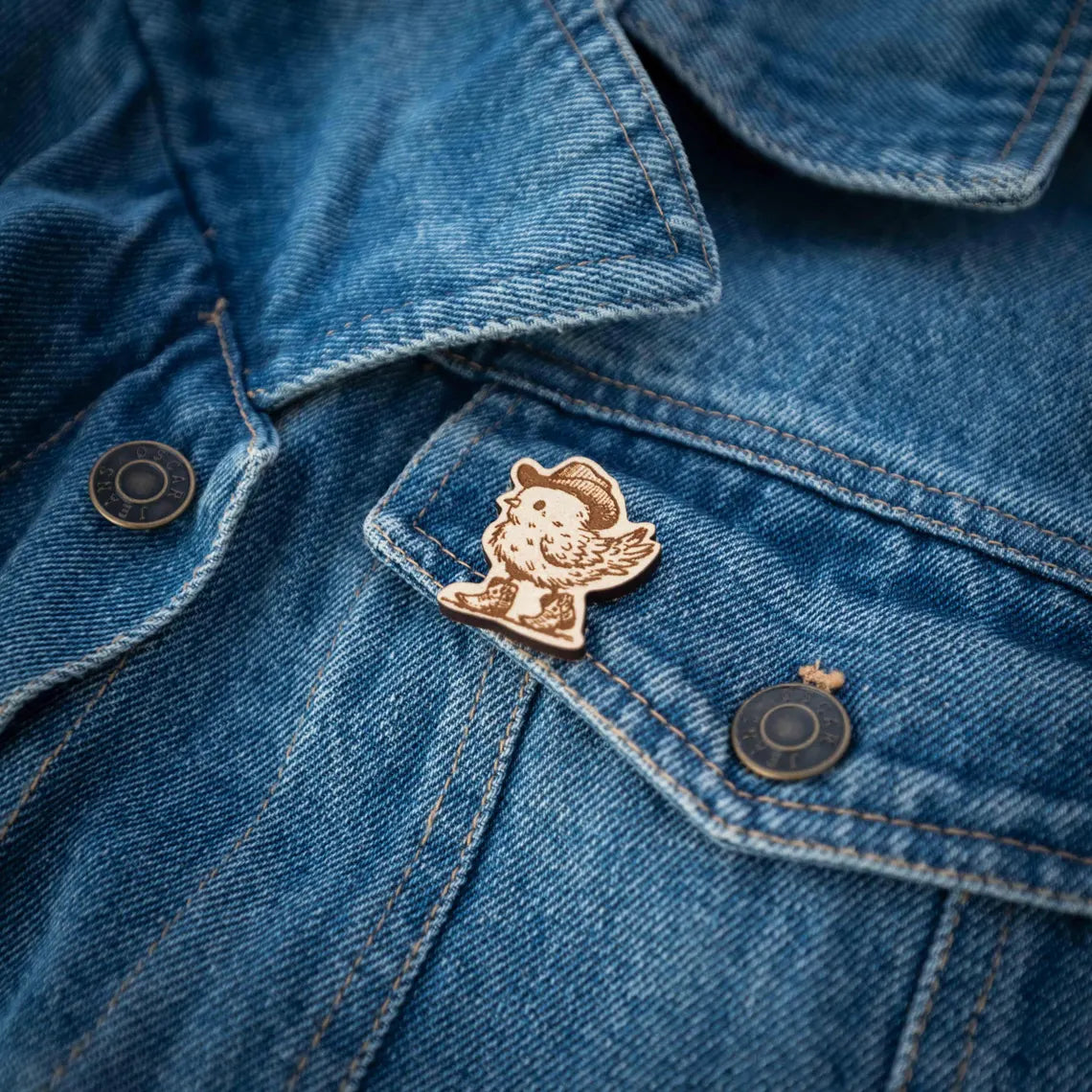 Cow Chic Wooden Lapel Pin