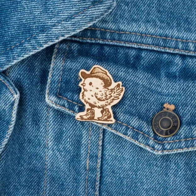 Cow Chic Wooden Lapel Pin