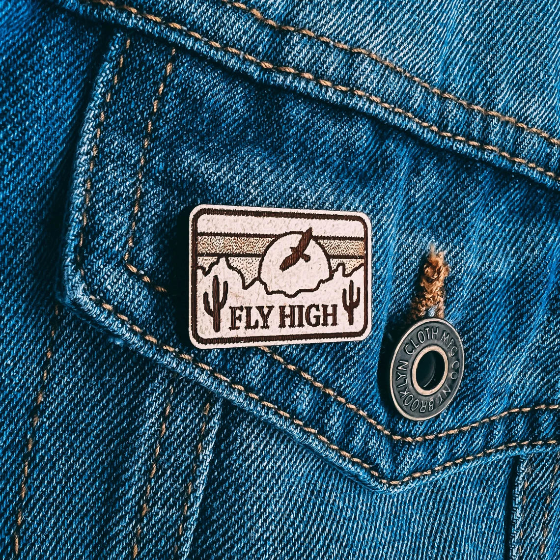 Fly High Wooden Lapel Pin