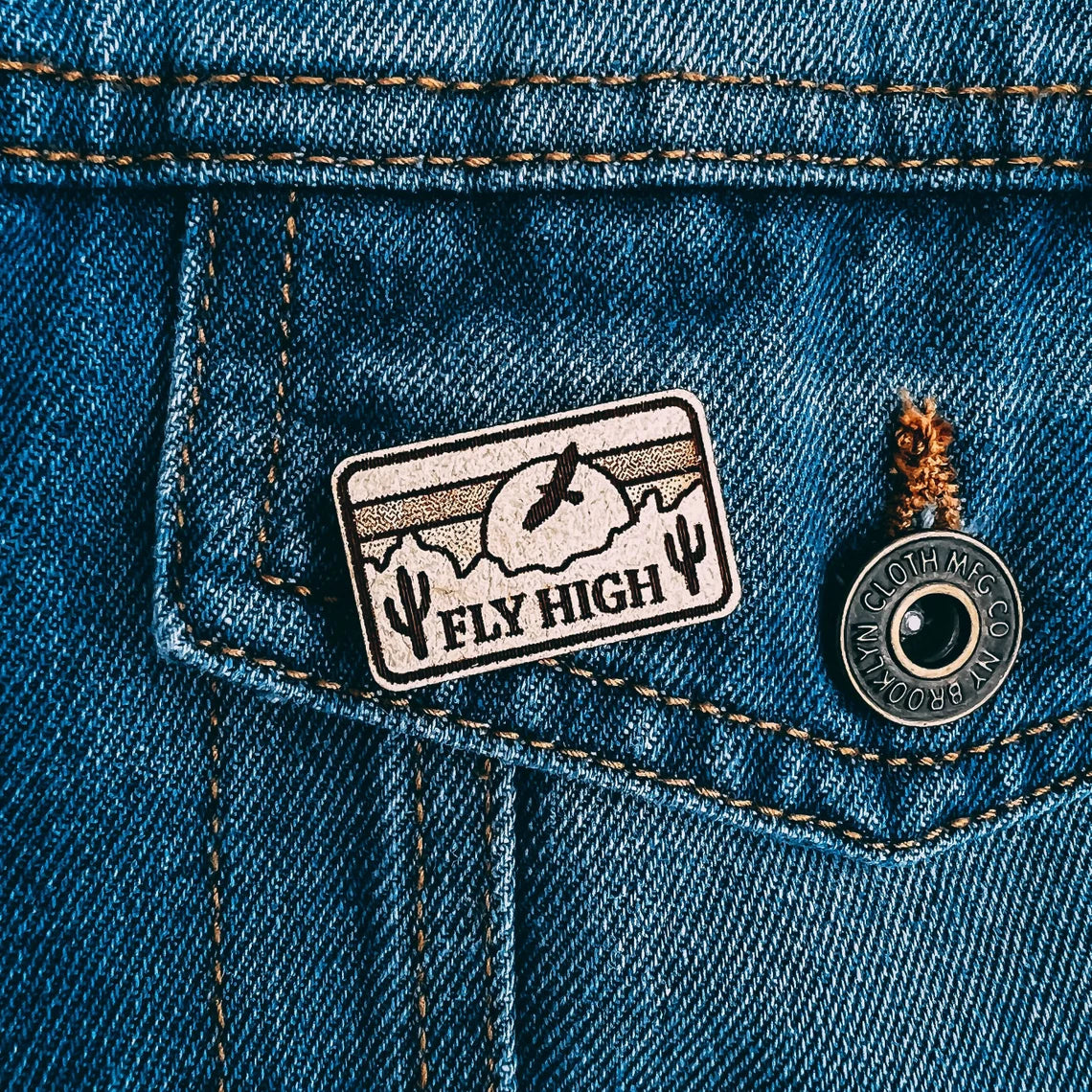 Fly High Wooden Lapel Pin