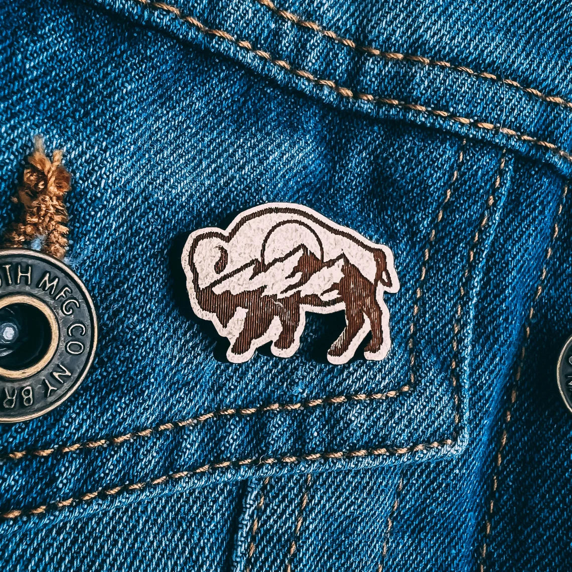 Buffalo Wooden Lapel Pin