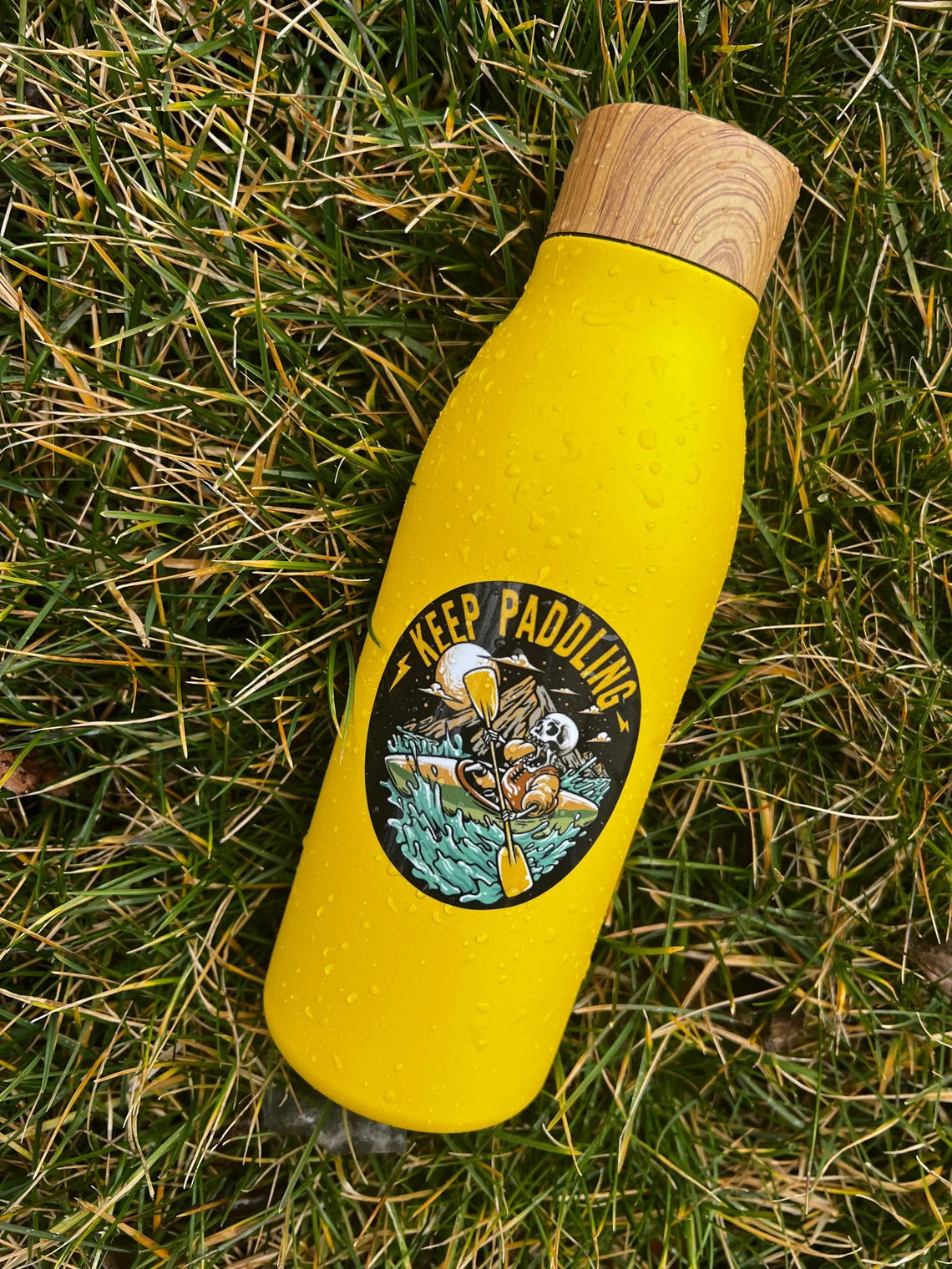 Keep Paddling Kayaking Skull Sticker