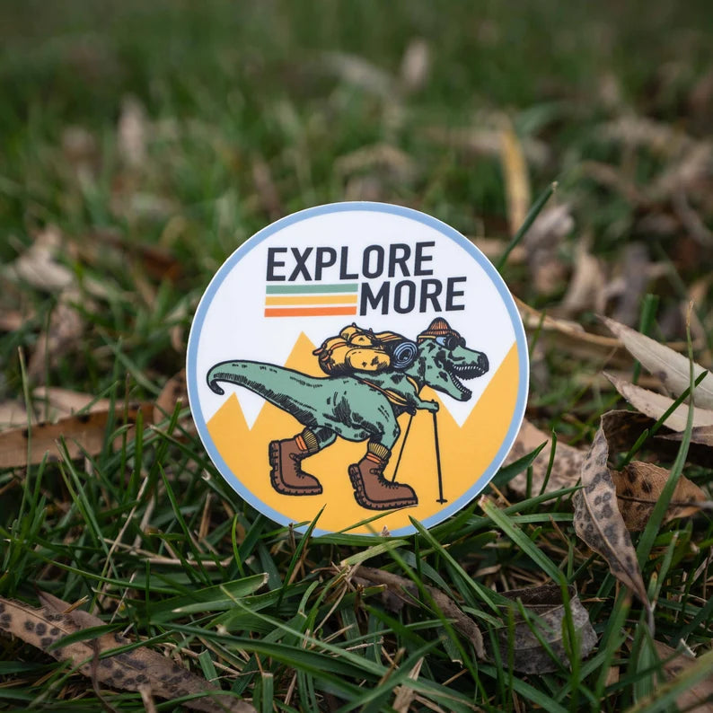 Explore More T-Rex Hiking Sticker