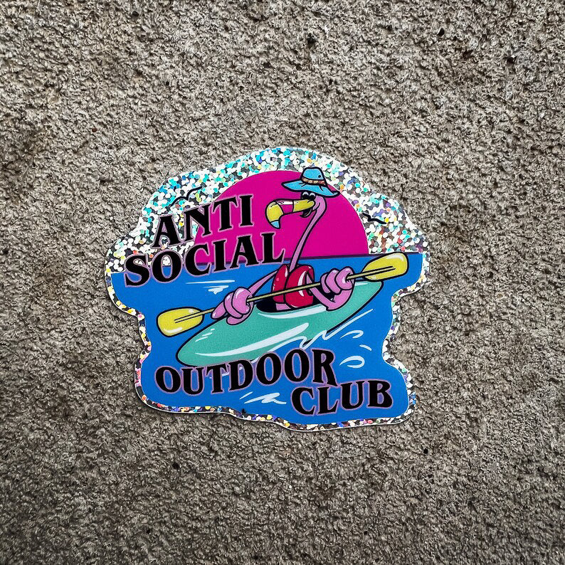 Anti Social Outdoor Club Glitter Sticker