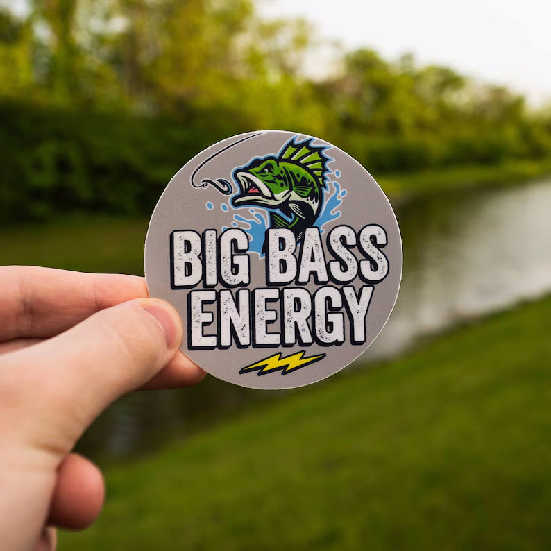 Big Bass Energy Fishing Sticker