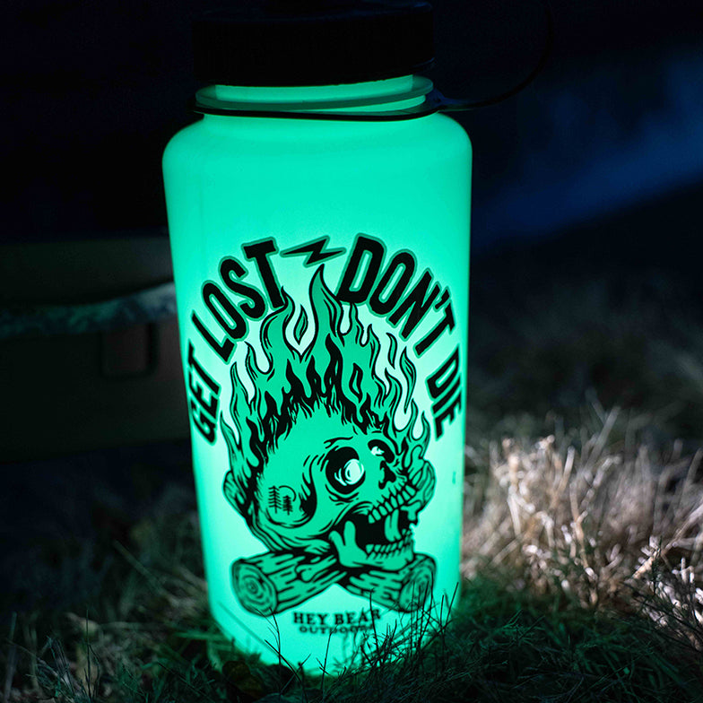 Get Lost - Don't Die Glow Green Nalgene 32oz Wide Mouth Water Bottle