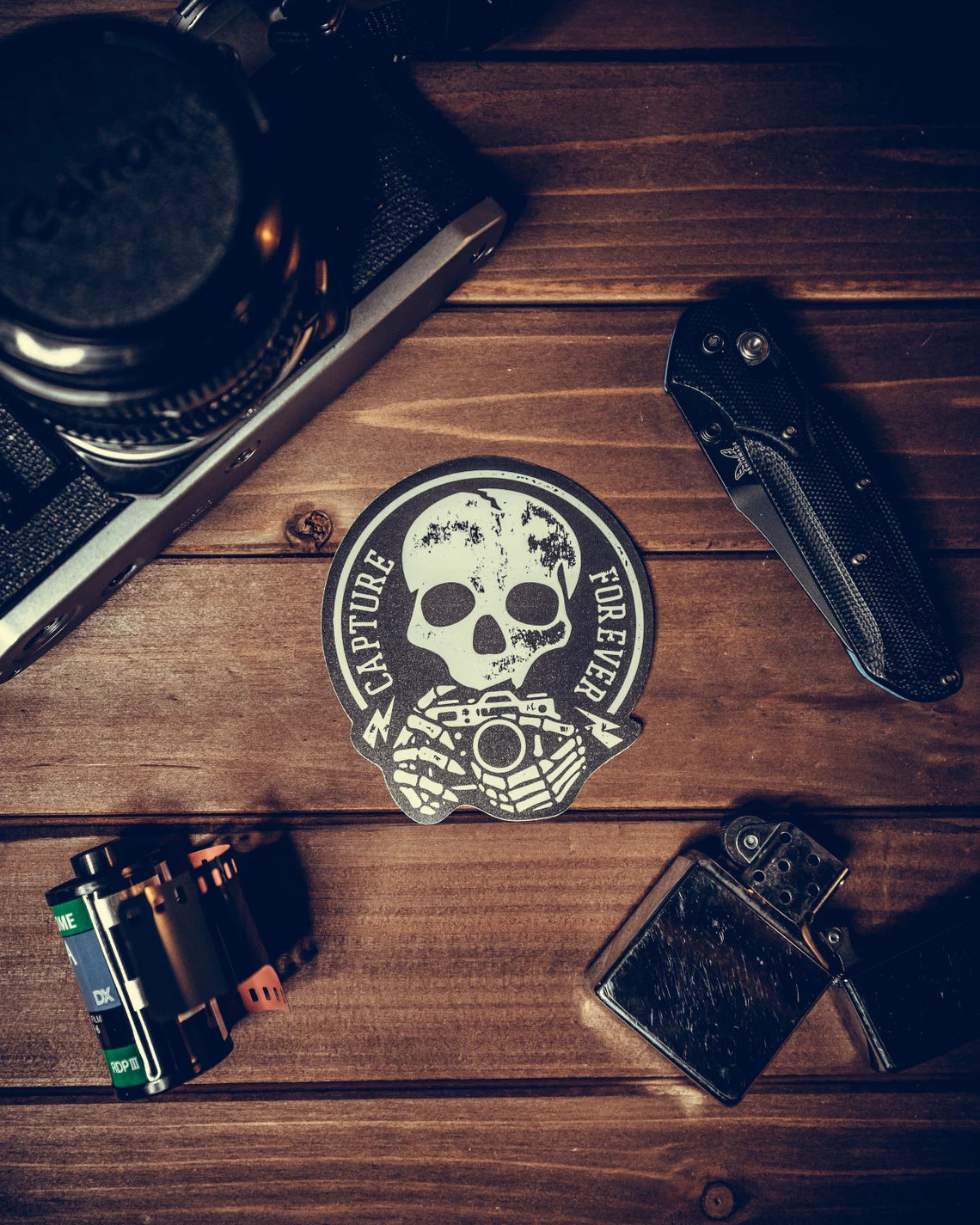 Capture Forever Skull Photography Sticker
