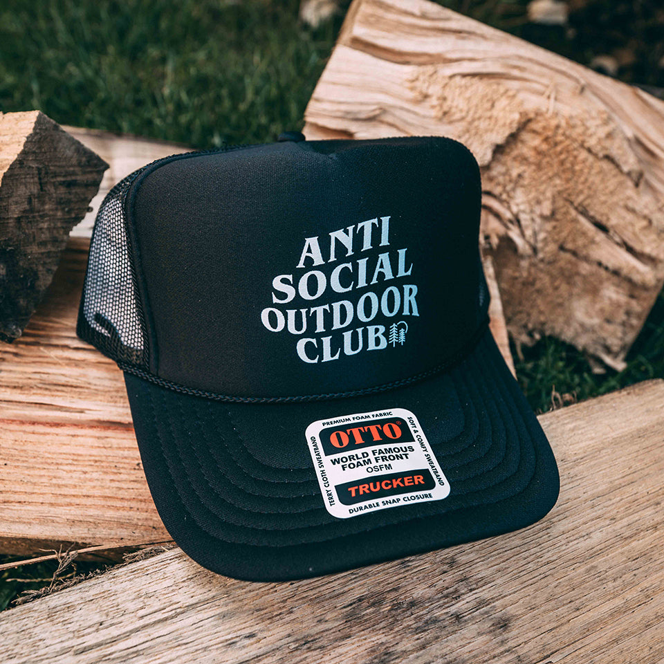 Anti Social Outdoor Club - Black Mesh OTTO Trucker Snap Back Hat