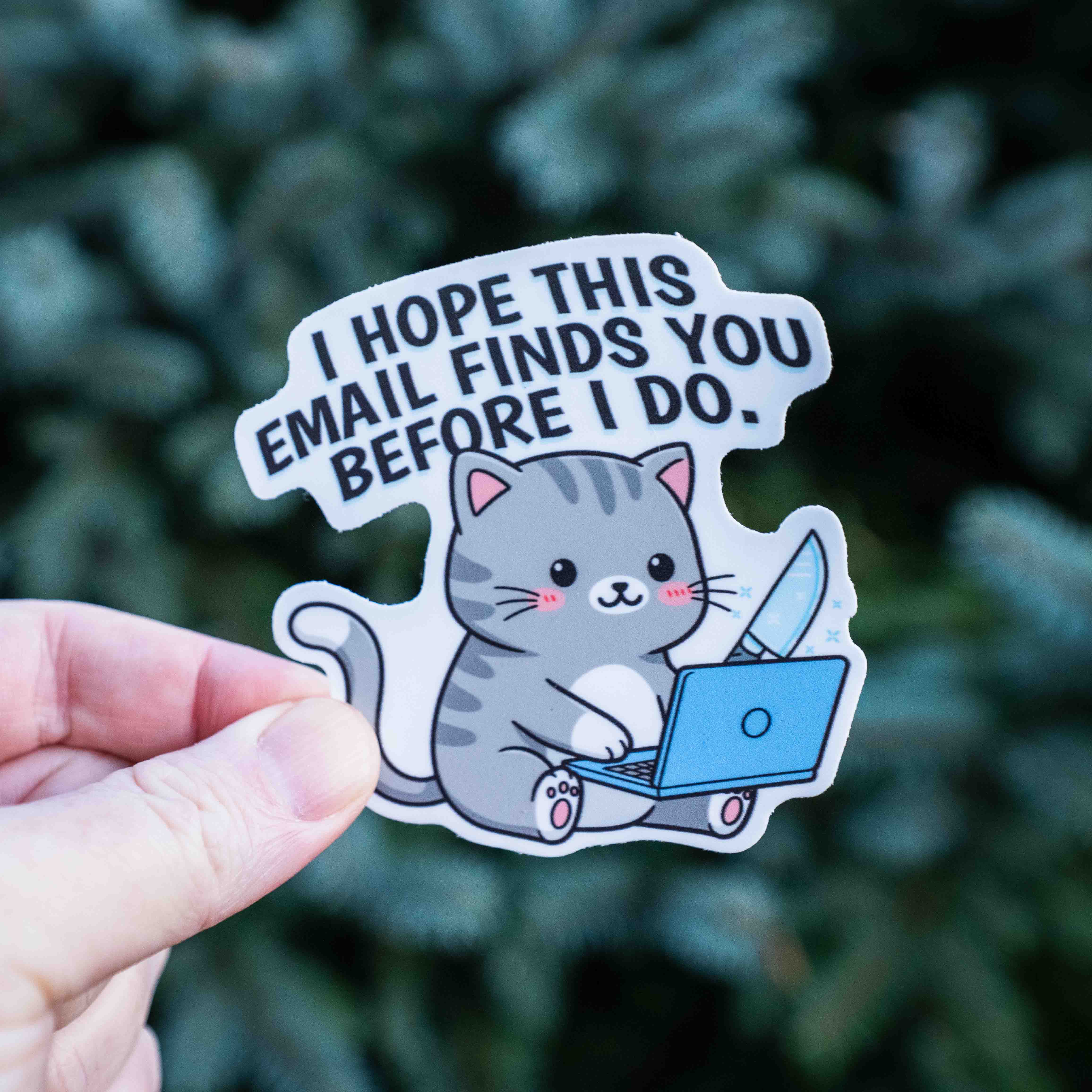 I Hope This Email Finds You Before I Do Funny Cat Sticker