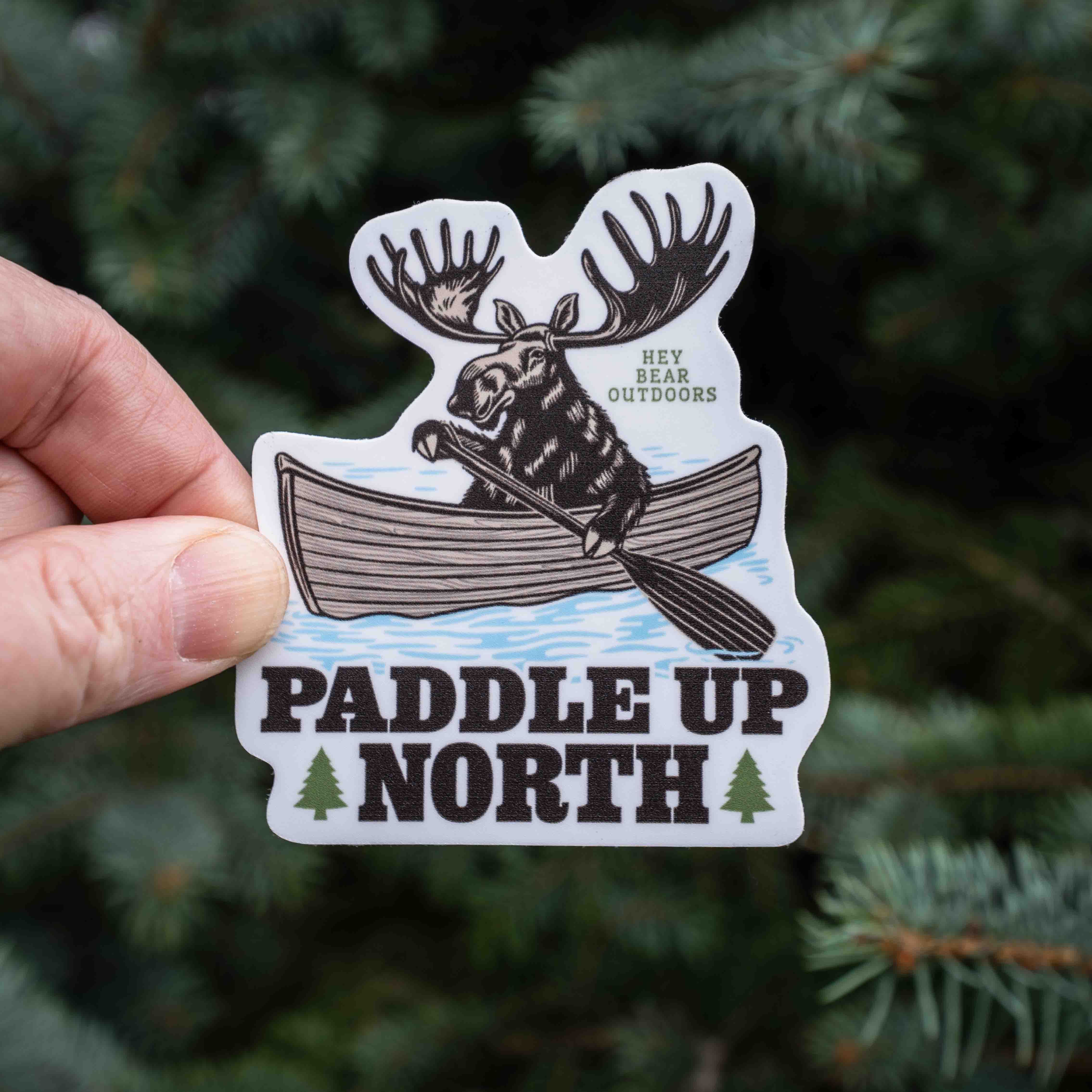 Paddle Up North Canoeing Moose Sticker
