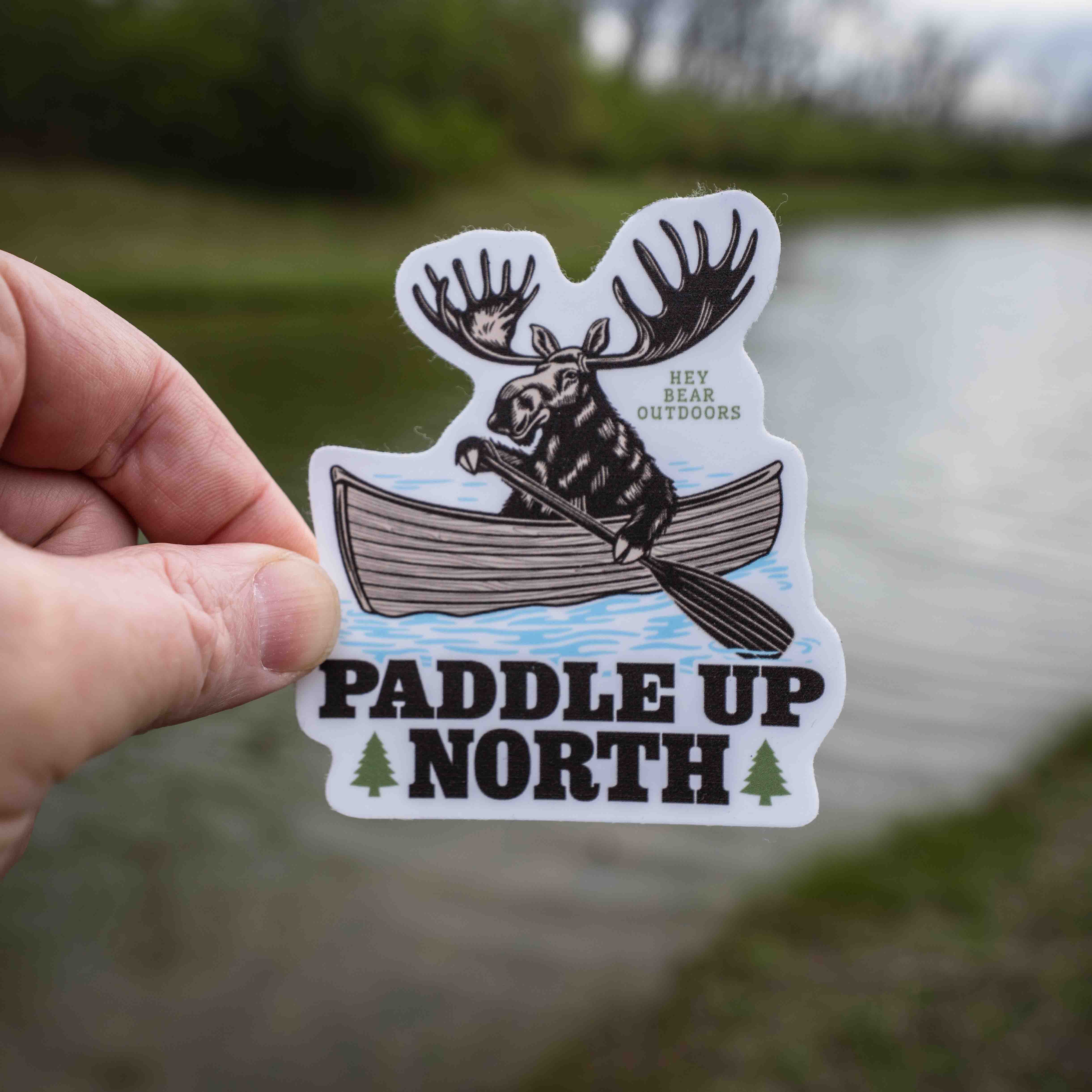 Paddle Up North Canoeing Moose Sticker