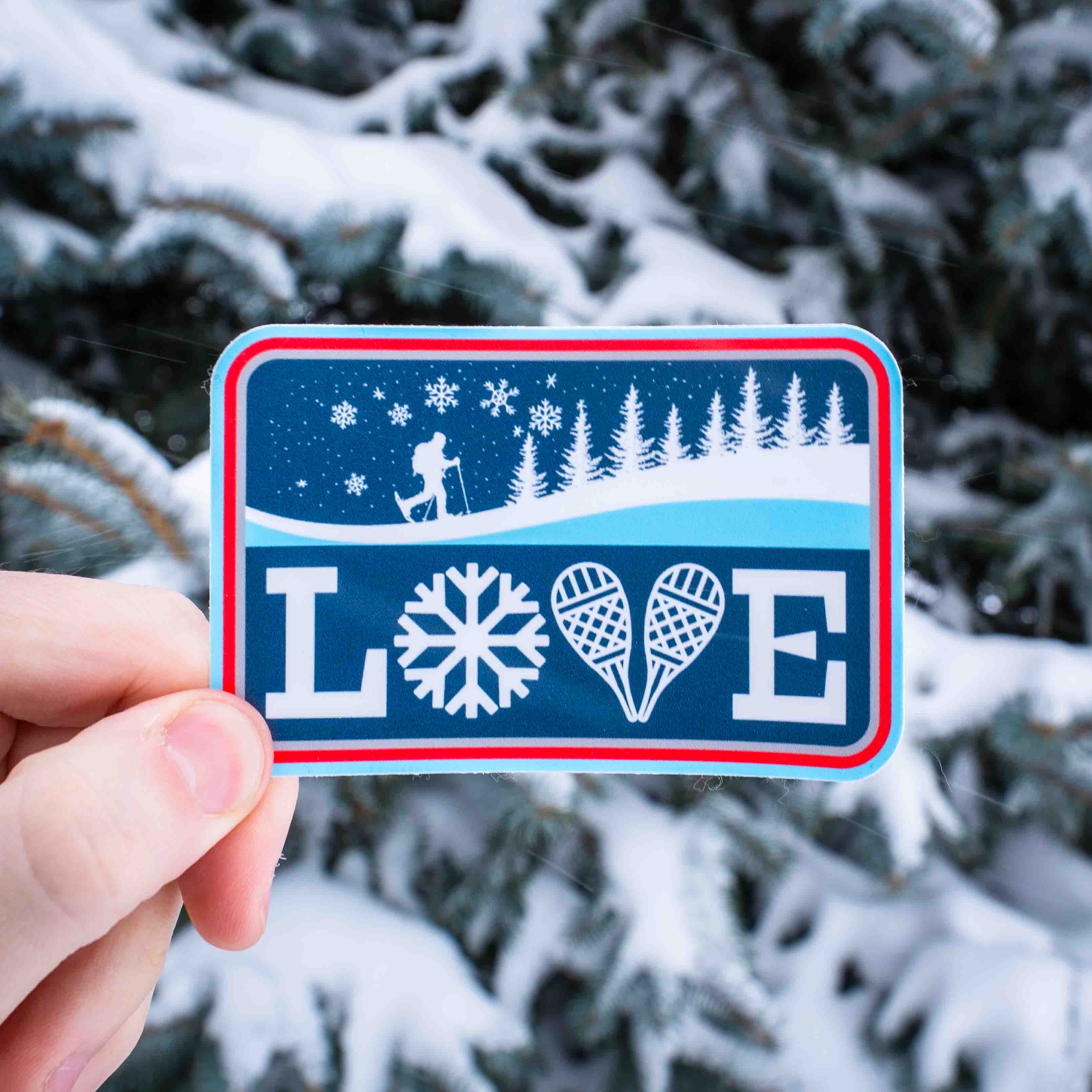 LOVE Snowshoeing Sticker
