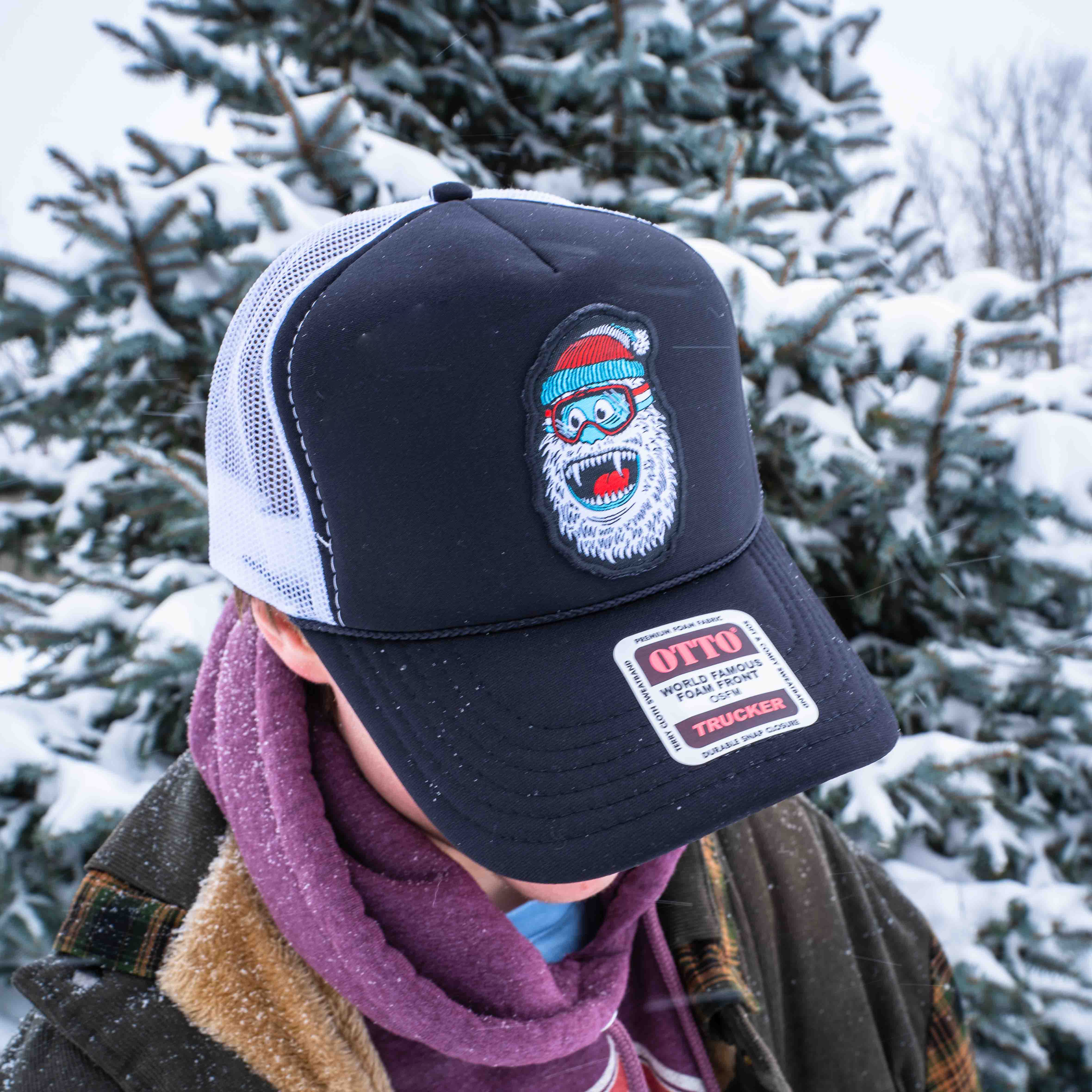 Wild Yeti Black With White Mesh Trucker Hat