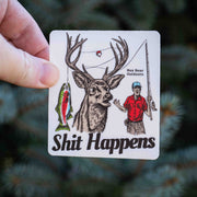 SHIT HAPPENS Fishing Deer Hunting Sticker