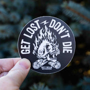 Get Lost - Don't Die Flaming Skull Sticker