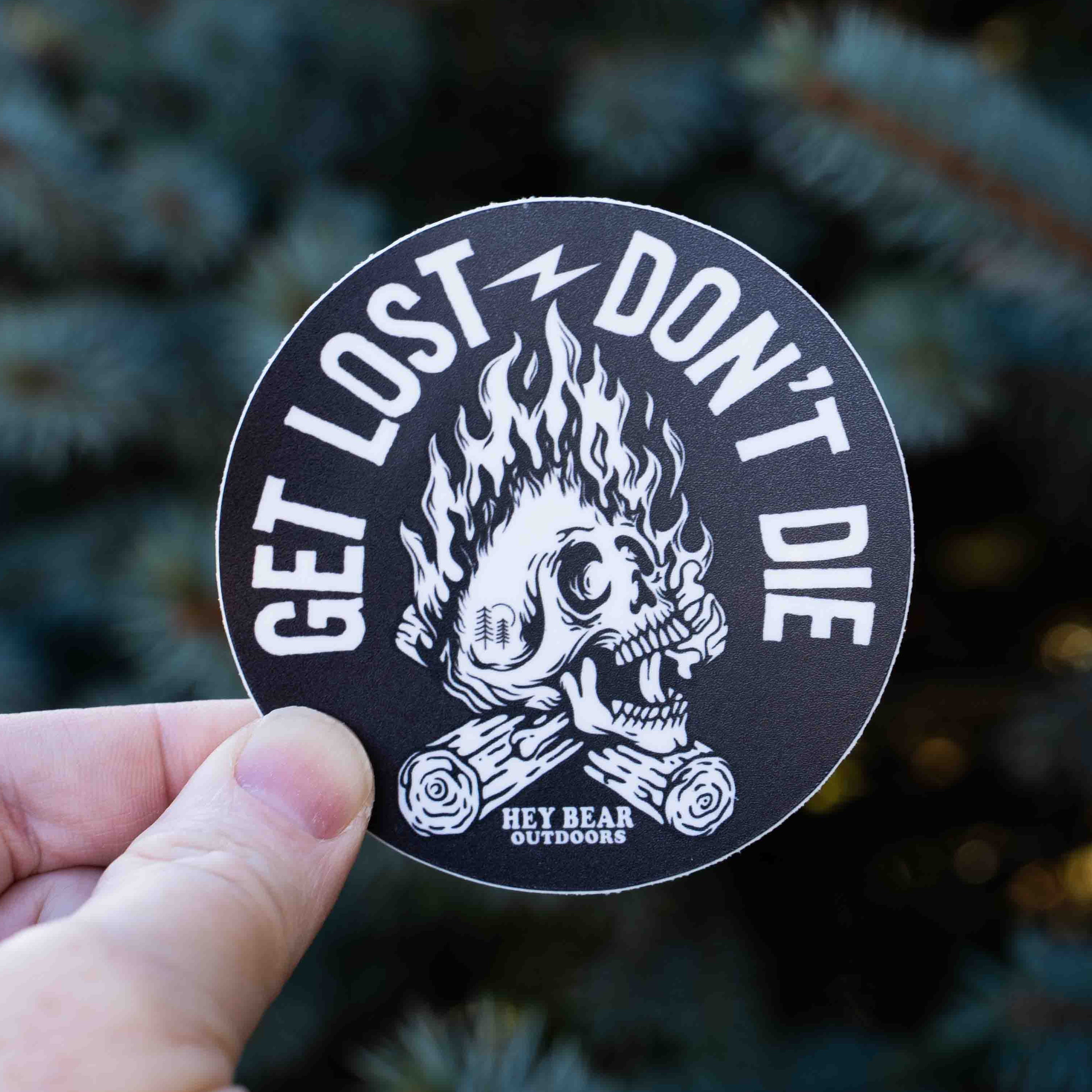 Get Lost - Don't Die Flaming Skull Sticker