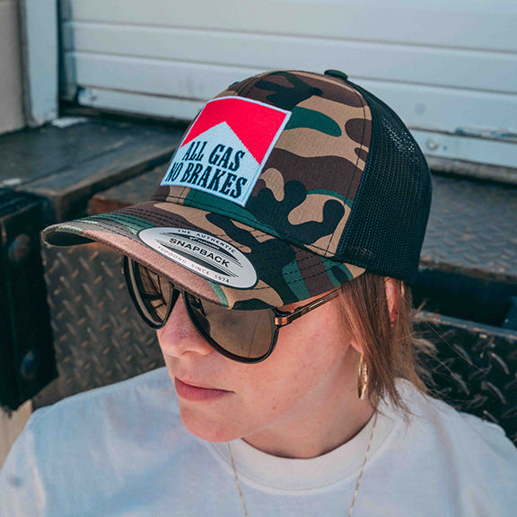 ALL GAS NO BRAKES Camo With Black Mesh YP Classic Trucker Hat