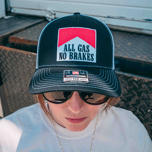 ALL GAS - NO BRAKES - Black/White Mesh Richardson 112 Hat