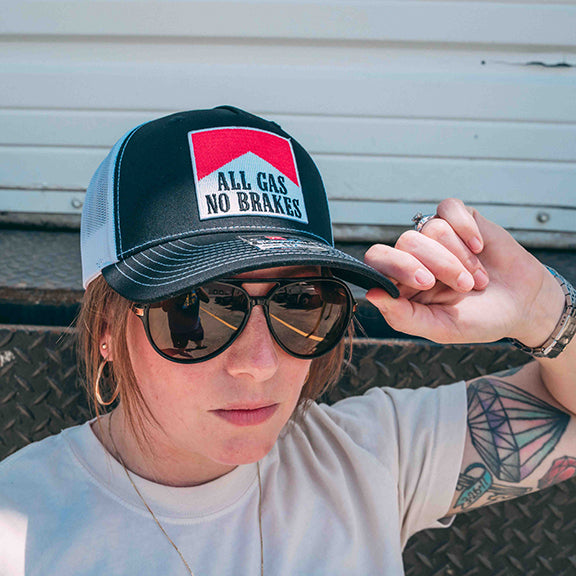 ALL GAS - NO BRAKES - Black/White Mesh Richardson 112 Hat