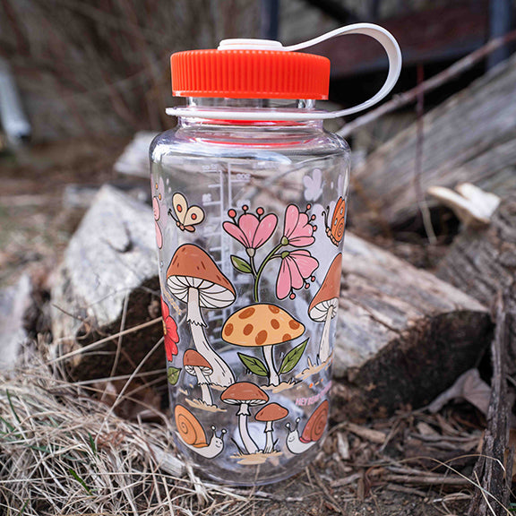 Wild &amp; Wandering - Mushroom and Butterfly 32oz Nalgene Water Bottle