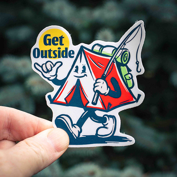 Get Outside - Cute Tent Camping Fishing Sticker
