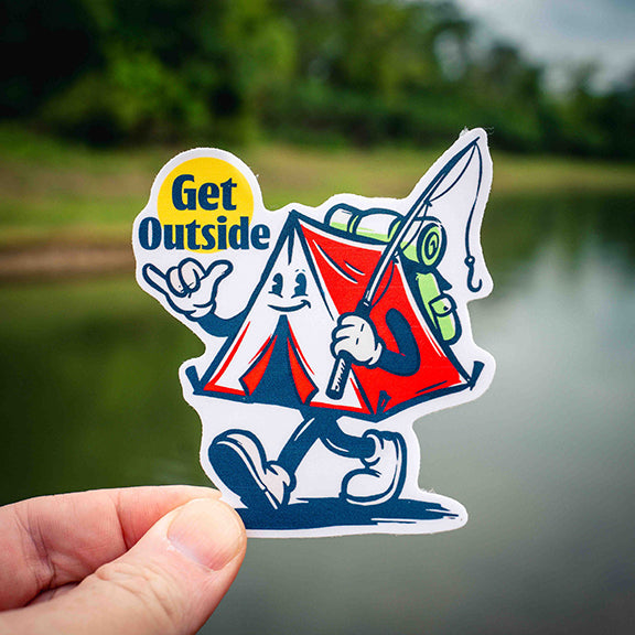 Get Outside - Cute Tent Camping Fishing Sticker