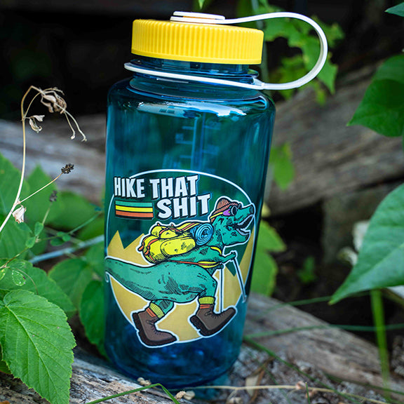 Hike The Shit Dino T-Rex Nalgene 32oz Wide Mouth Water Bottle - BLUE