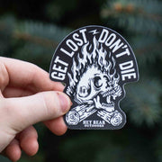 Get Lost - Don't Die Flaming Skull Sticker