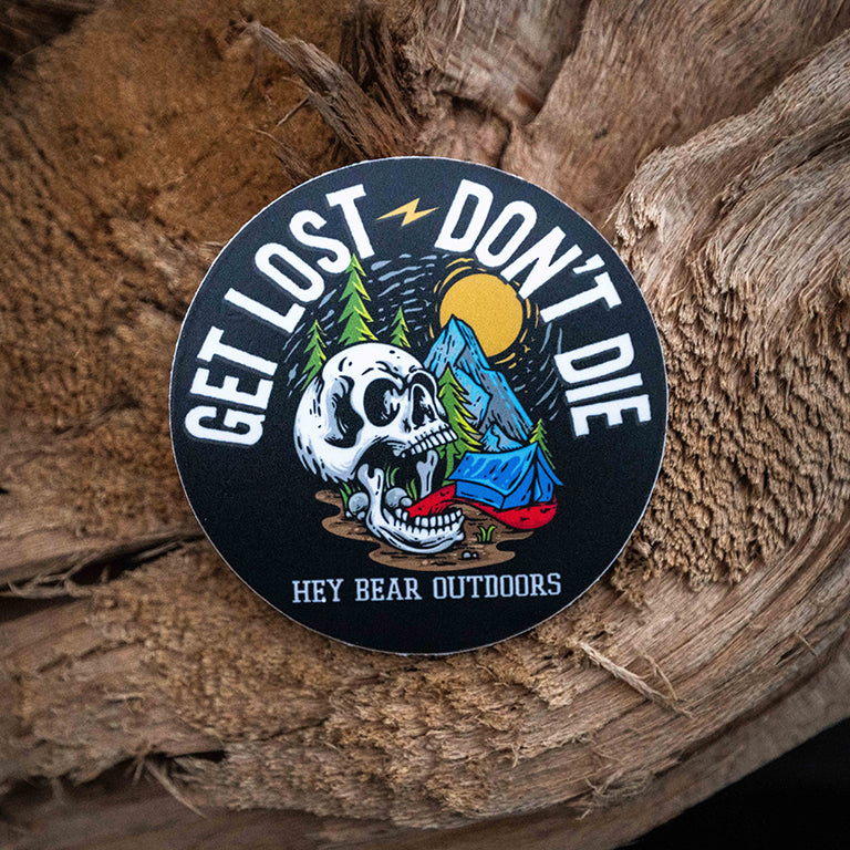 Get Lost - Don't Die Camping Skull Sticker
