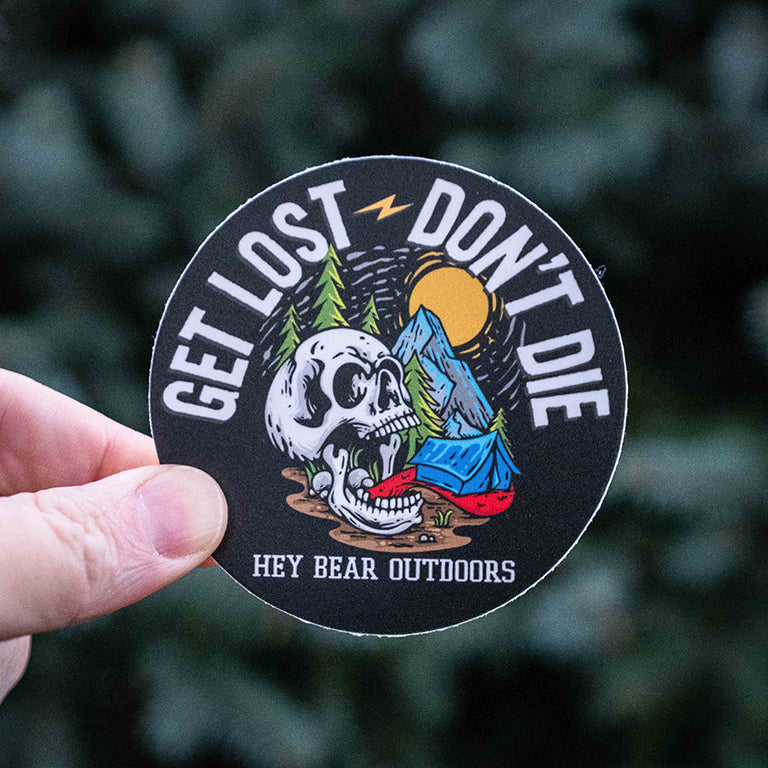 Get Lost - Don't Die Camping Skull Sticker
