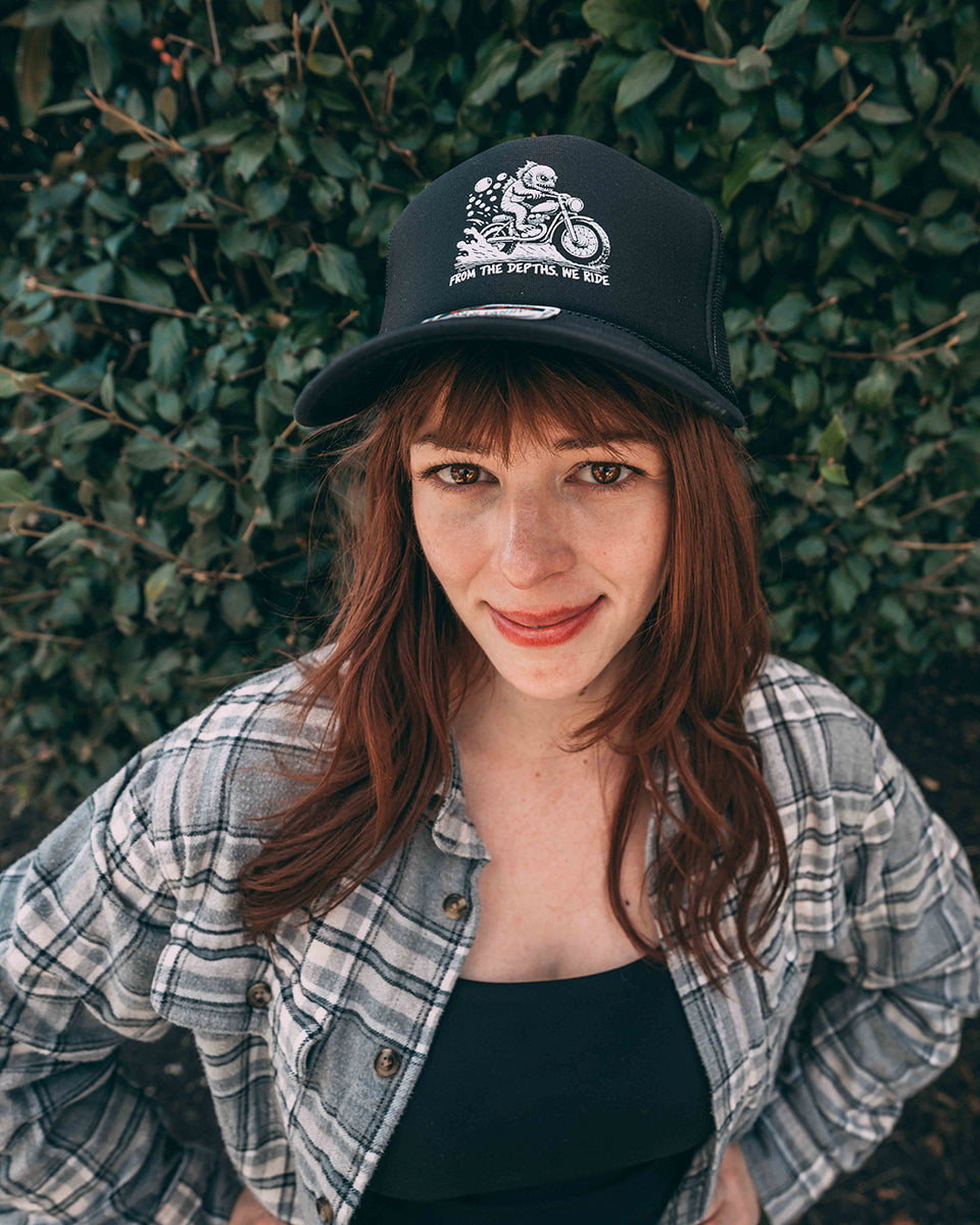 Creature Of the Black Lagoon - From the Depths, We Ride Black Trucker Hat