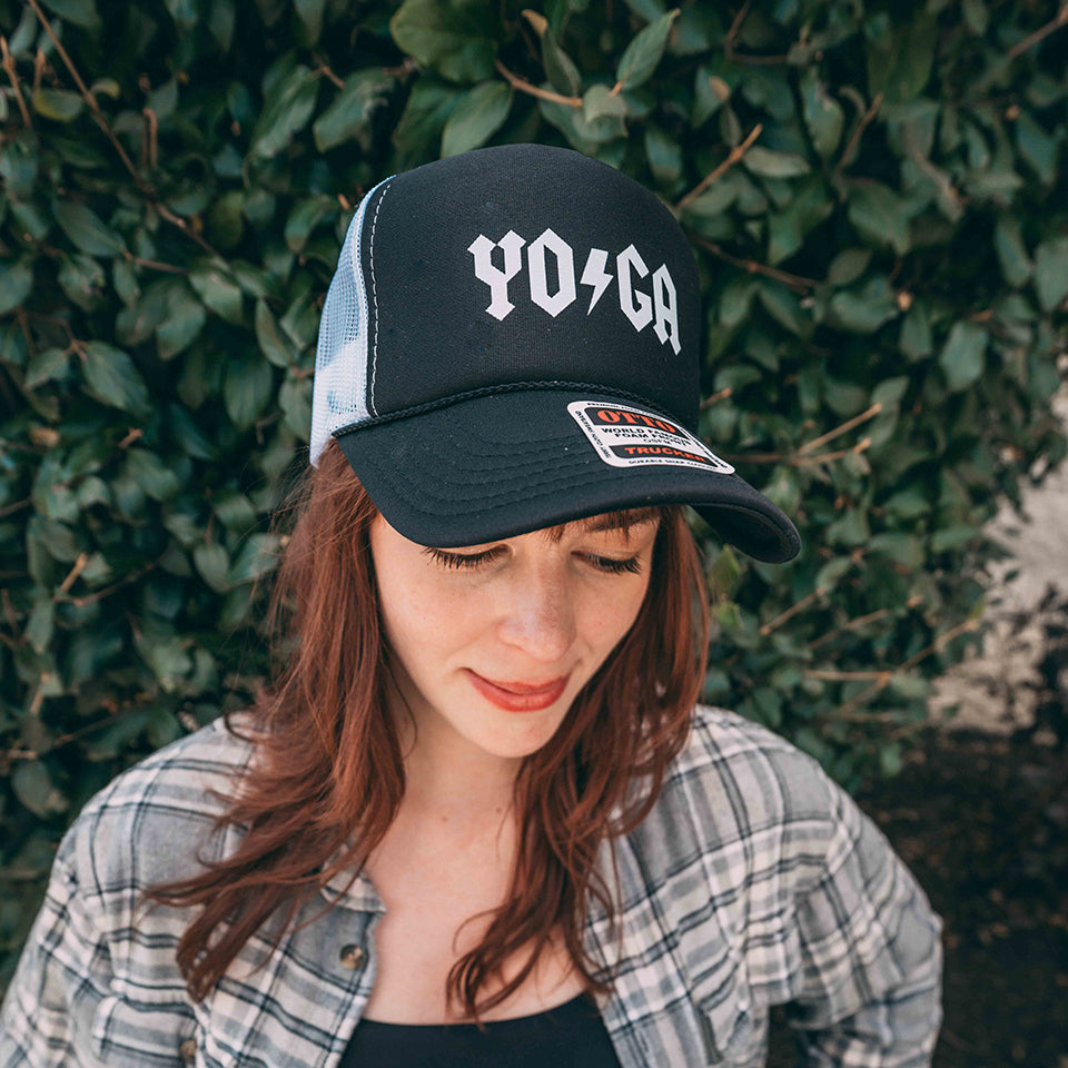 YOGA - Black with White Mesh OTTO Trucker Snap Back Hat