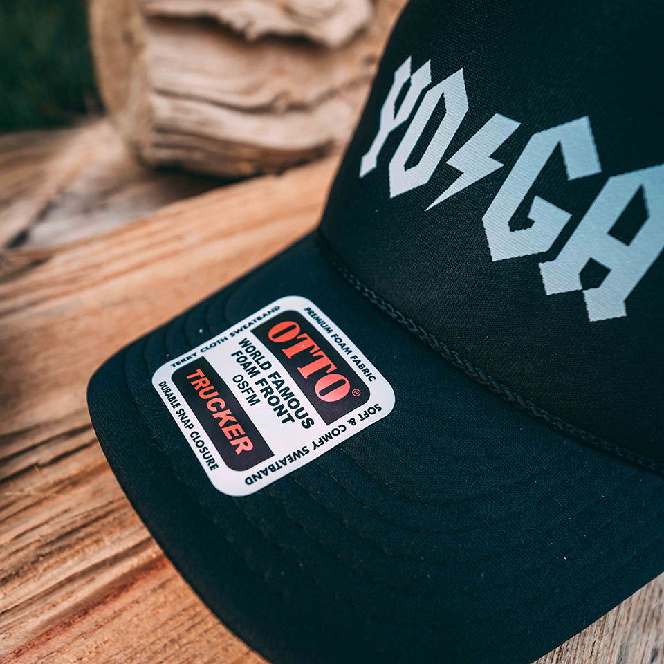 YOGA - Black with White Mesh OTTO Trucker Snap Back Hat – Hey Bear